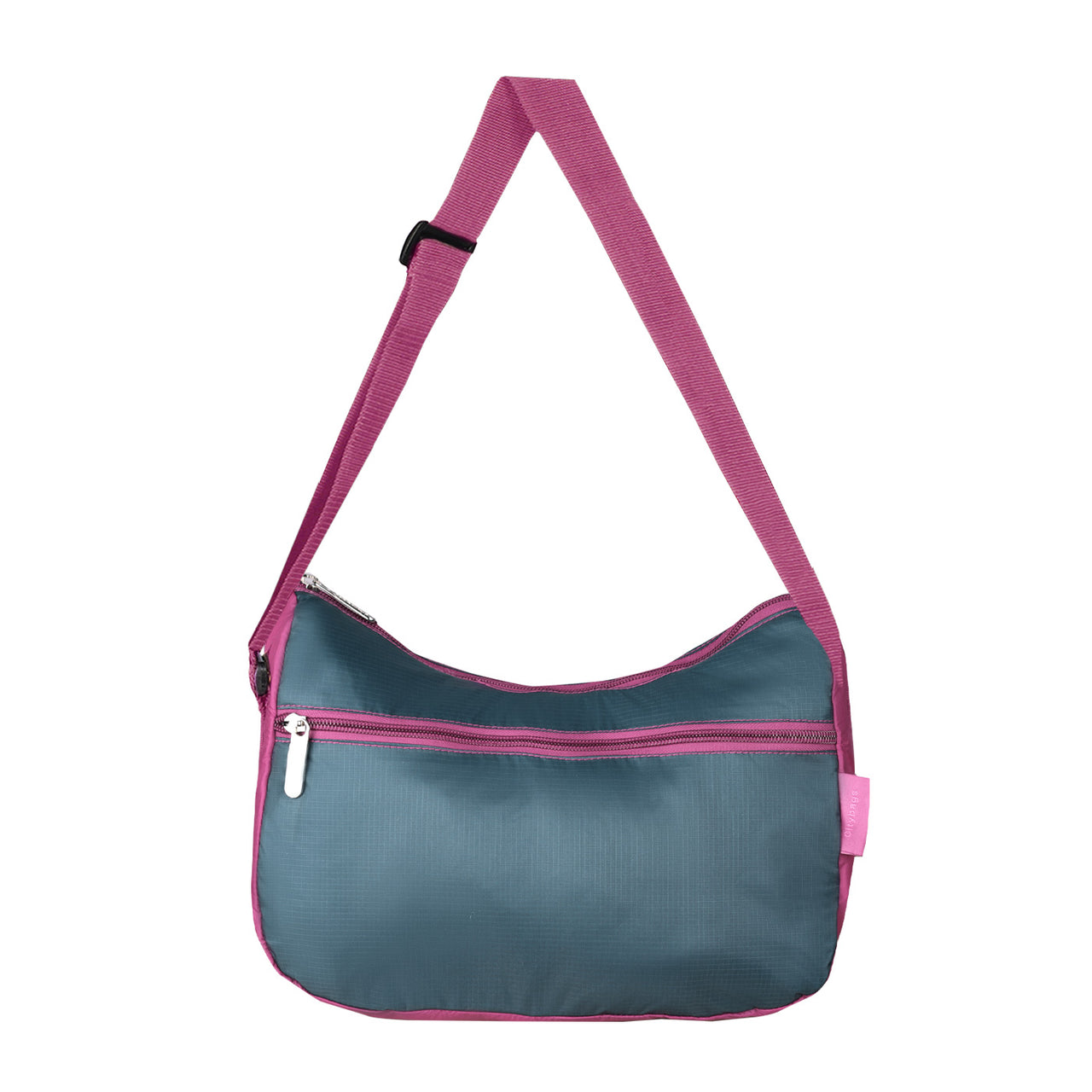 Bolso City Manos Libres Plegable Azul-Fucsia