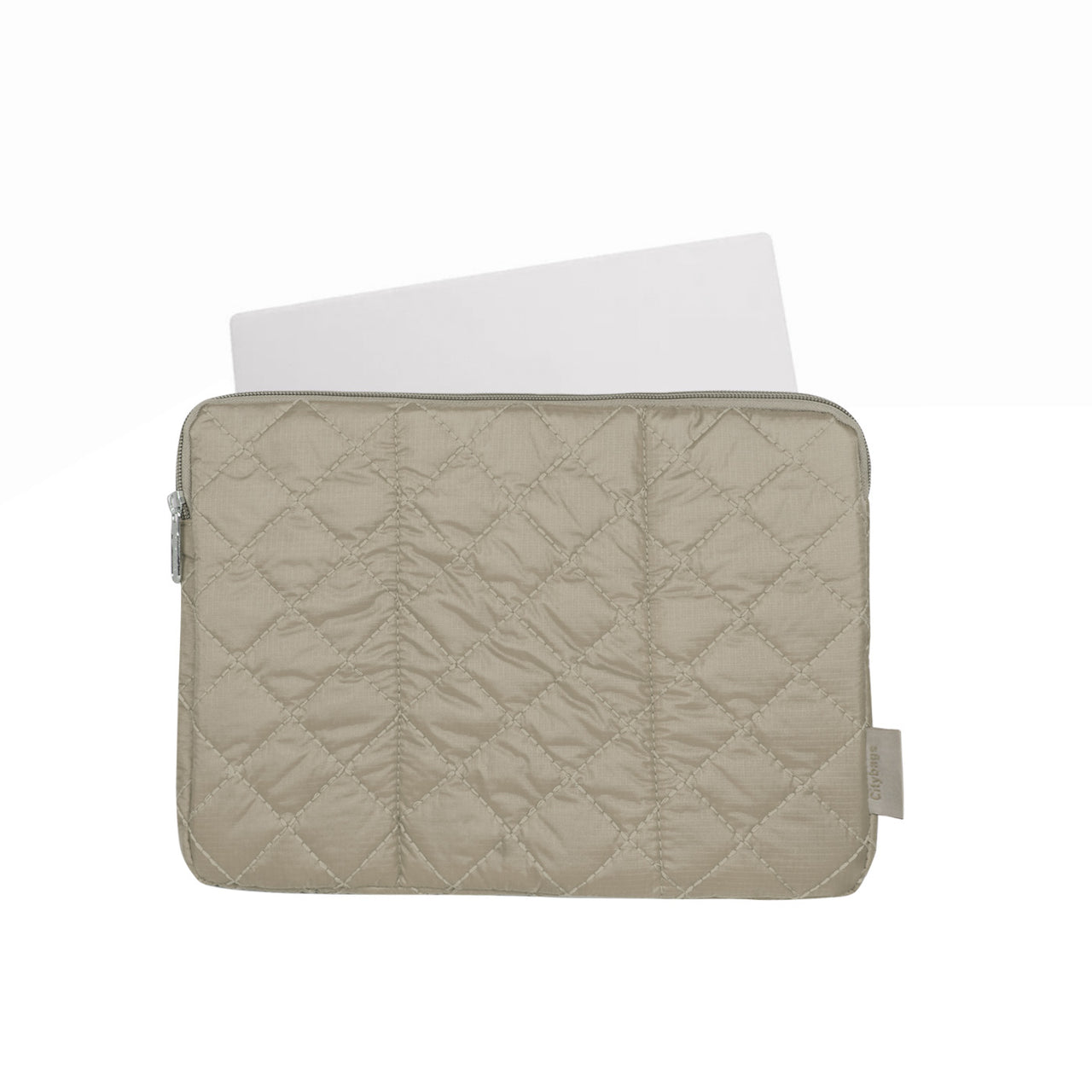 Estuche Laptop Pequeño Puffer Beige 33x23x2