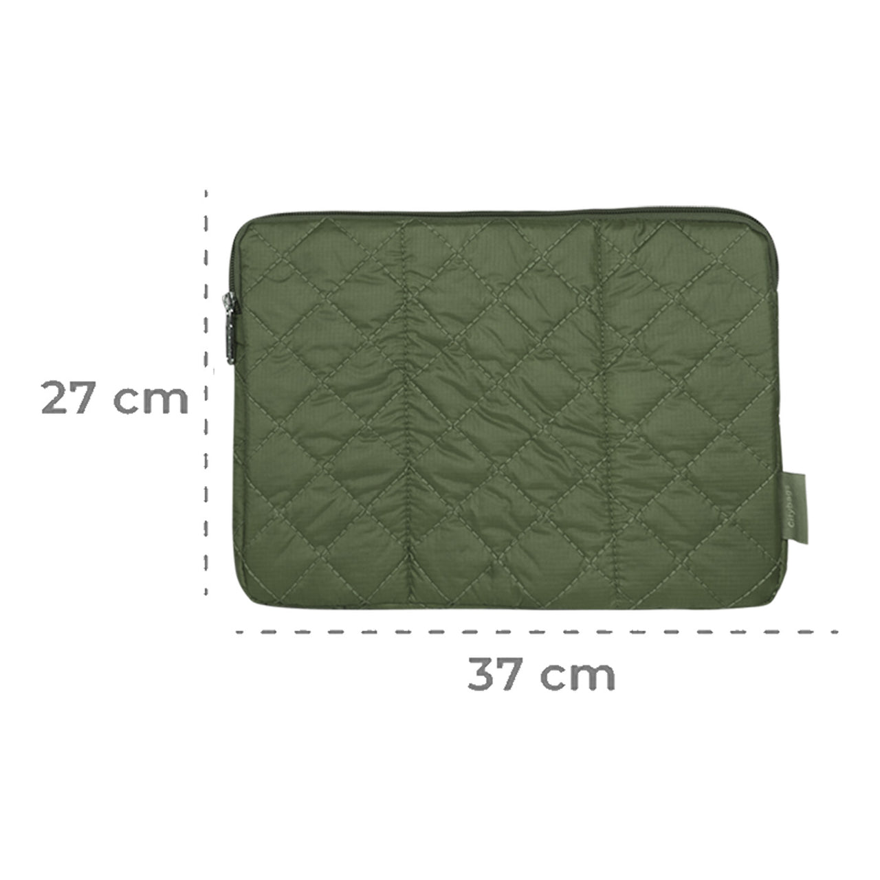 Estuche Laptop Grande Puffer Verde Militar 37x27x2cm