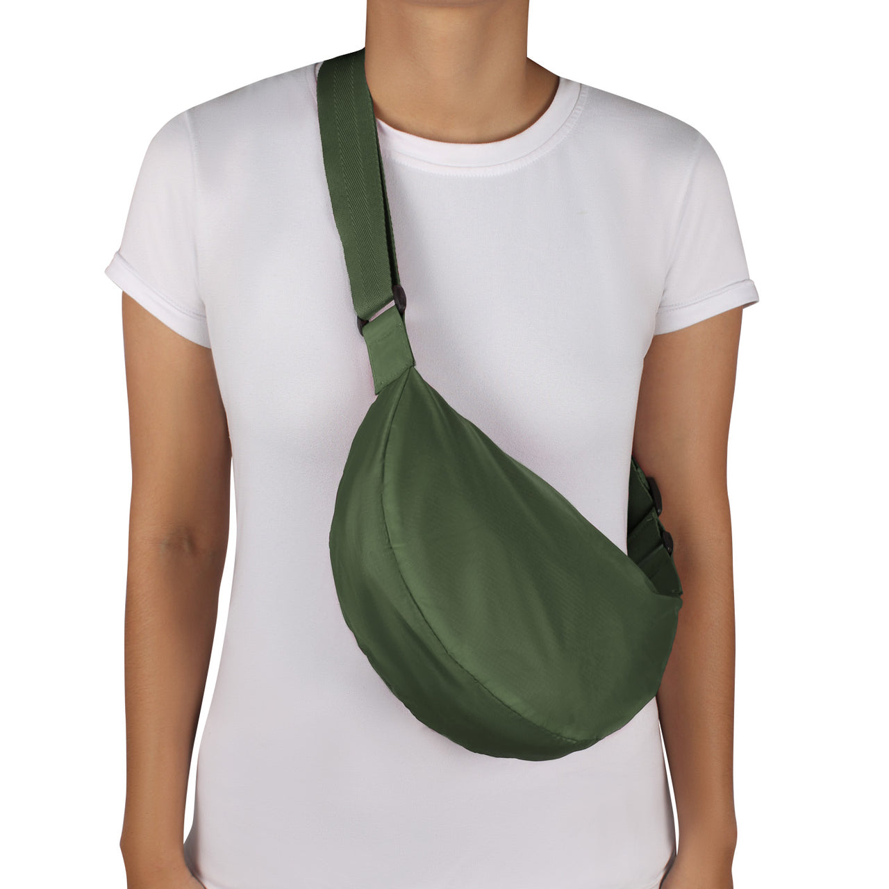 Bolso City Pequeño Manos Libres Plegable Color Verde Militar