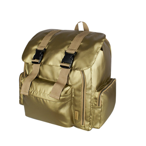 Morral Mochilero Pequeno ULTRA Brillante Gold