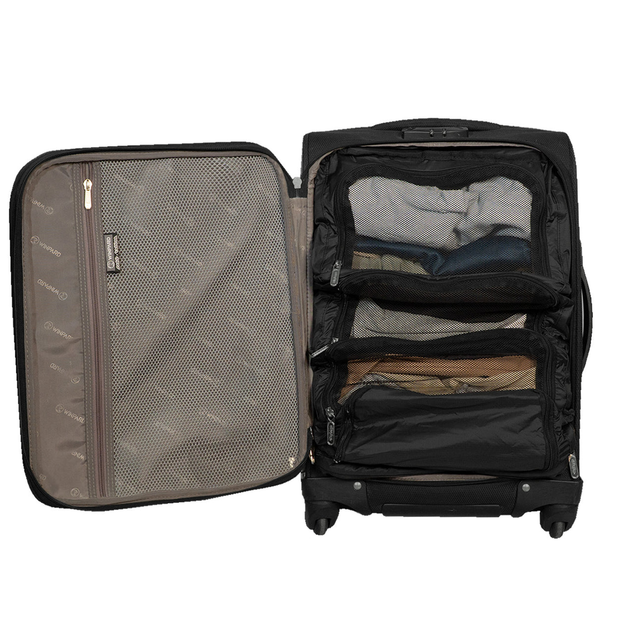 Cubos Organizador de viaje Acordeon 5 compartimientos con MALLA -  Light Negro