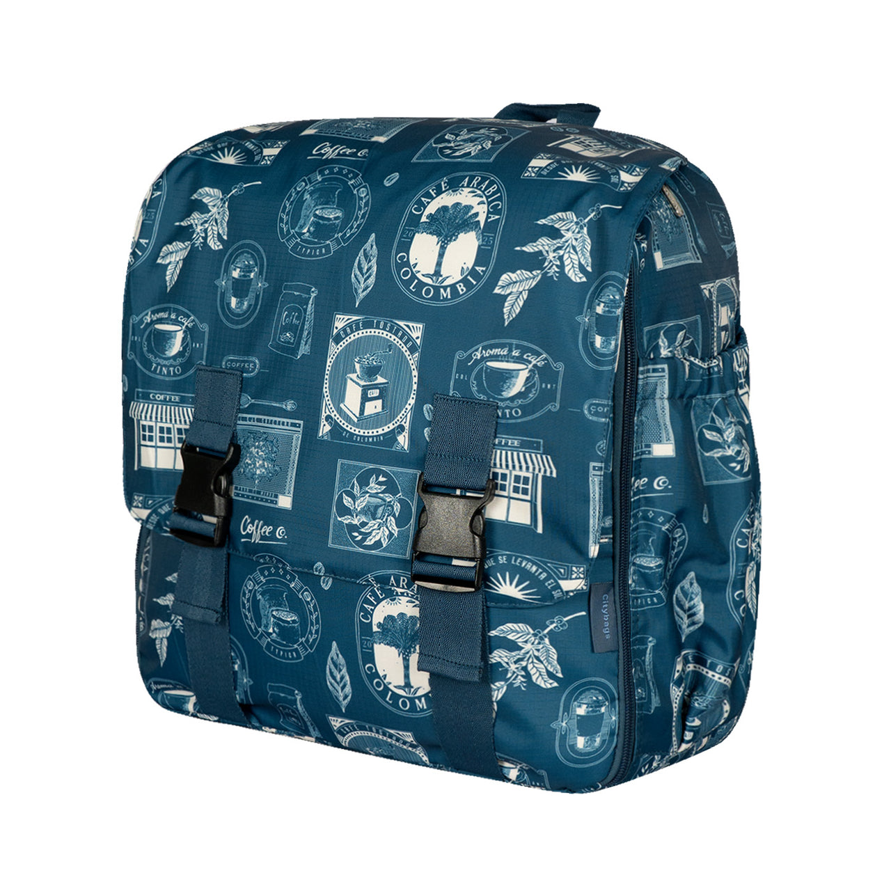 Morral Cabina Tapa  Citybags ULTRA Estampado Cafetero