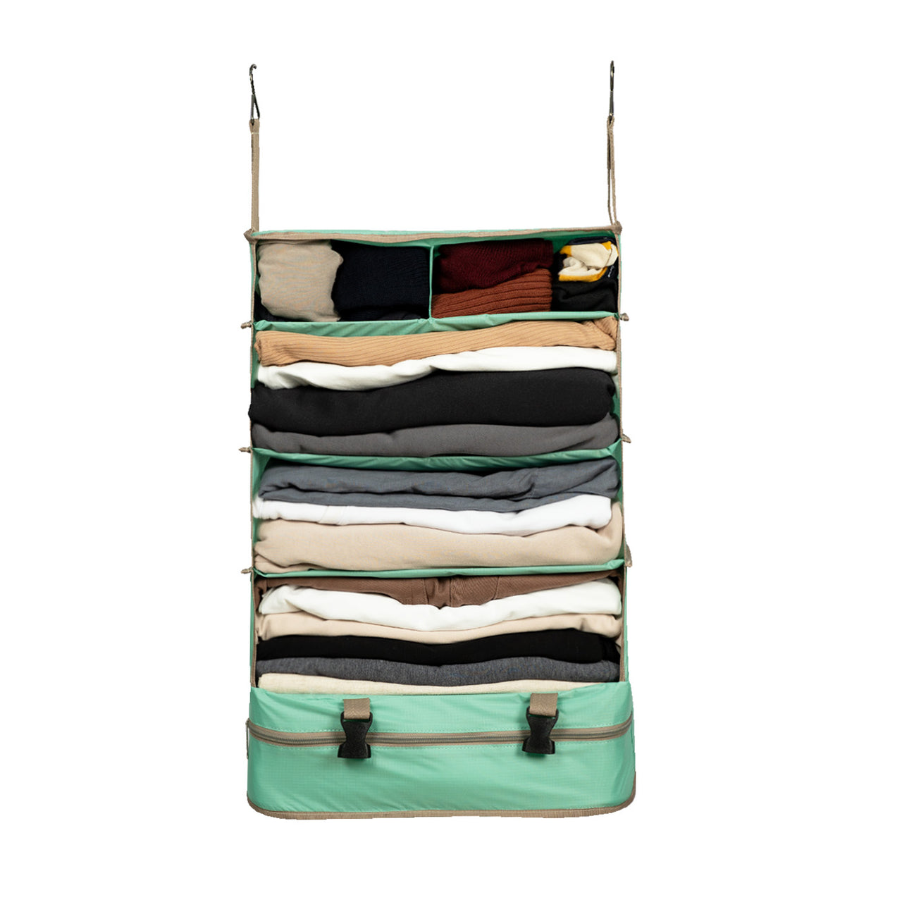 Cubos Organizador de viaje Acordeon 6 compartimientos Light Verde Claro