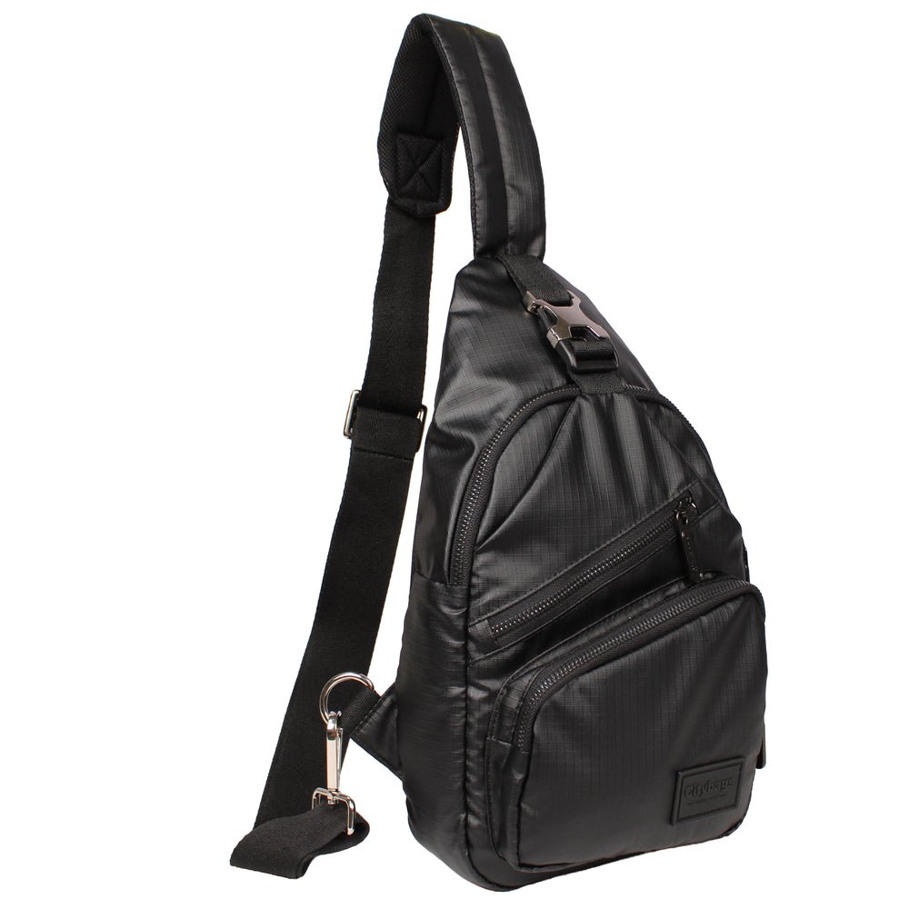 Bandolera Cruzada de Viaje Mediana Ultra Brillante Negro -NG