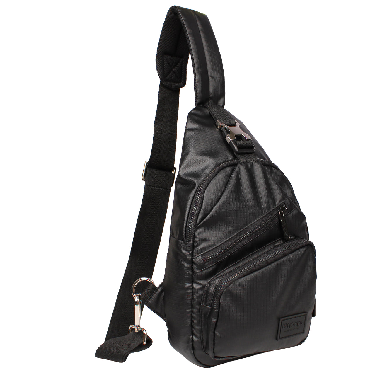 Bandolera Cruzada de Viaje Mediana Ultra Brillante Negro -NG