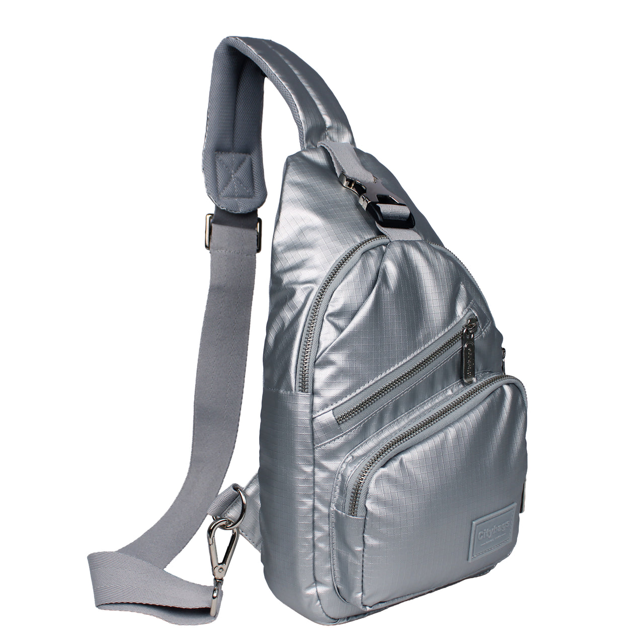 Bandolera Cruzada de Viaje Mediana Ultra Brillante Silver -SR